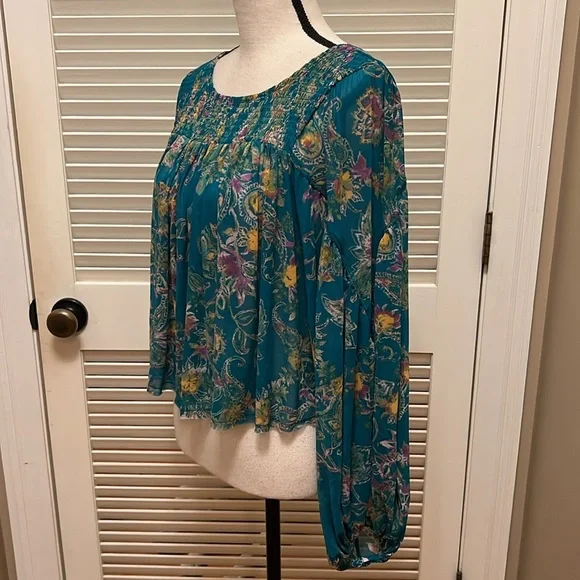 Free People Up For Anything Blouse in Emerald Combo, Size Small - Picture 10 of 17